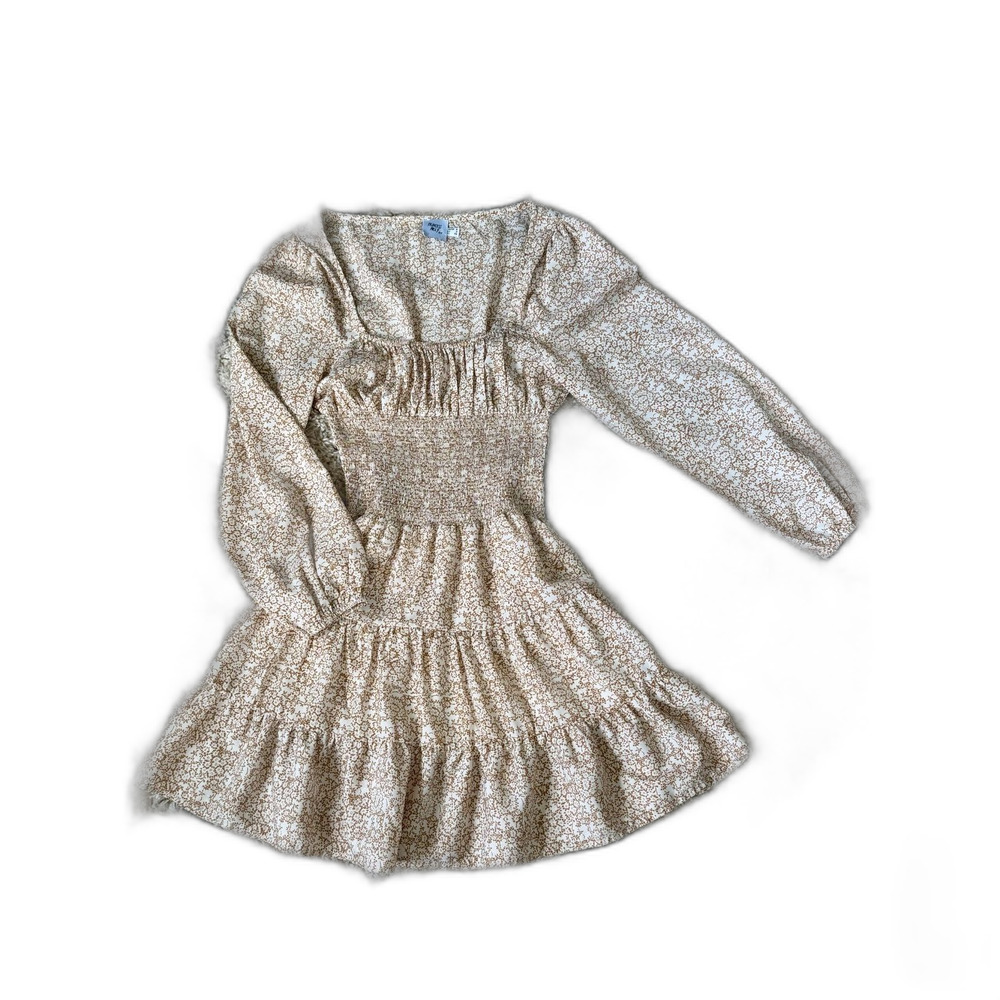 Princess Polly Devante Mini Dress - Beige Floral (Size 2)